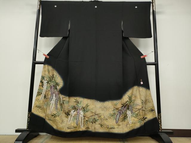 平和屋着物●豪華黒留袖 作家物 藤 金彩 正絹 逸品 CAAY5178ut