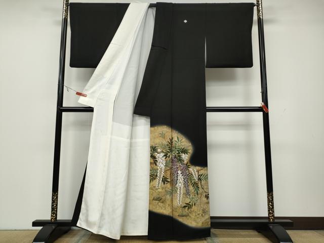 平和屋着物●豪華黒留袖 作家物 藤 金彩 正絹 逸品 CAAY5178ut