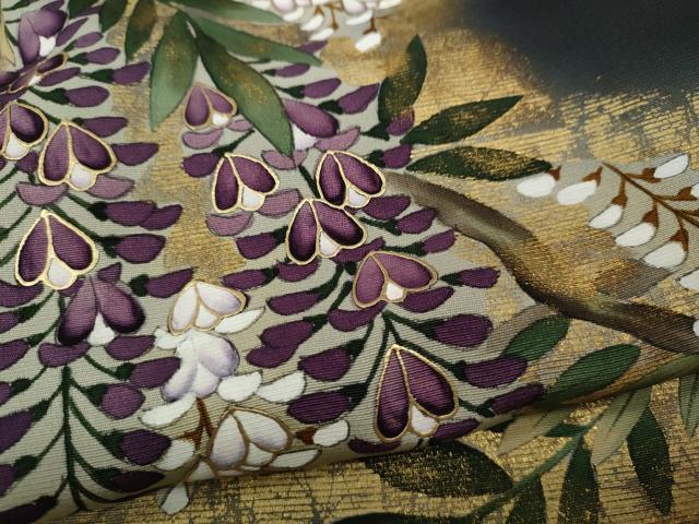 平和屋着物●豪華黒留袖 作家物 藤 金彩 正絹 逸品 CAAY5178ut