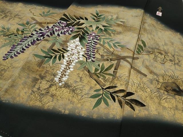 平和屋着物●豪華黒留袖 作家物 藤 金彩 正絹 逸品 CAAY5178ut