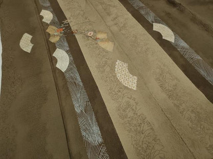 平和屋着物●訪問着　刺繍　地紙枝椿文　金彩　正絹　逸品　CAAY5186ut