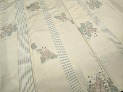 平和屋着物●上質な紬 唐子遊び 正絹 逸品 未使用 CAAY5188ut