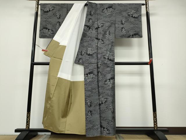 平和屋着物●本場大島紬　9マルキ　風景草木文　正絹　逸品　未使用　CAAY5192ut