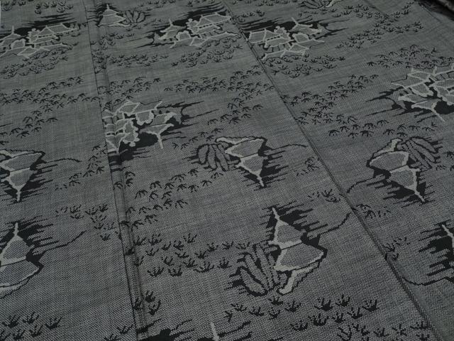 平和屋着物●本場大島紬　9マルキ　風景草木文　正絹　逸品　未使用　CAAY5192ut
