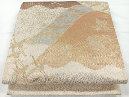 平和屋着物◎六通柄袋帯　飛鶴文　金糸　正絹　逸品　CAAY5207nb