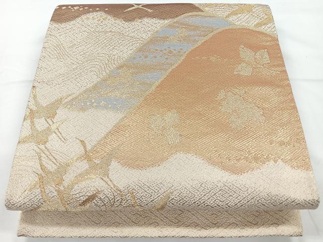 平和屋着物◎六通柄袋帯　飛鶴文　金糸　正絹　逸品　CAAY5207nb