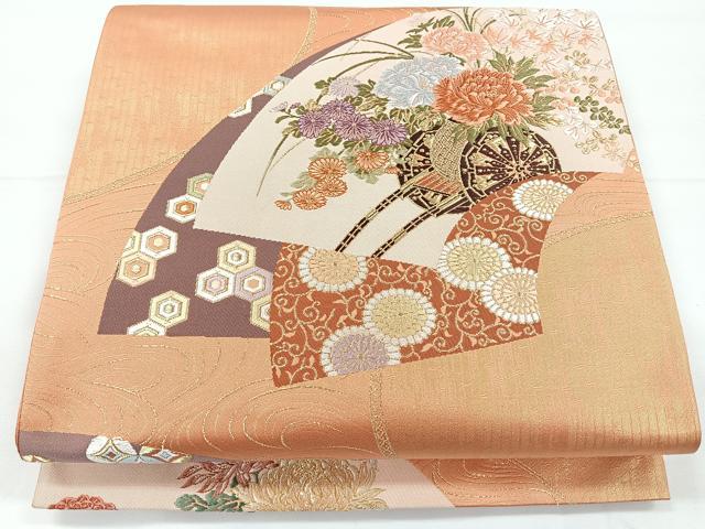 平和屋着物◎六通柄袋帯 唐織 慶長流曲抄 金糸 正絹 逸品 CAAY5210nb