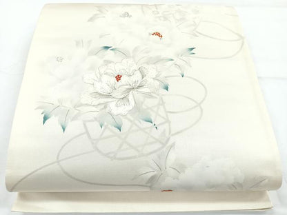 平和屋着物◎西陣　太鼓柄袋帯　花籠文　銀糸　正絹　逸品　CAAY5217nb