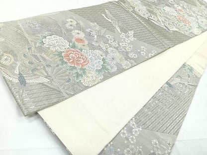平和屋着物◎六通柄袋帯　唐織　吉祥御車　プラチナ箔　正絹　逸品　CAAY5249nb