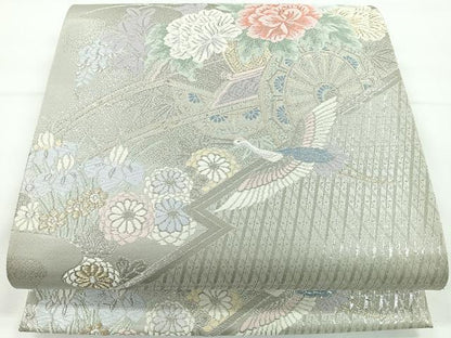 平和屋着物◎六通柄袋帯　唐織　吉祥御車　プラチナ箔　正絹　逸品　CAAY5249nb