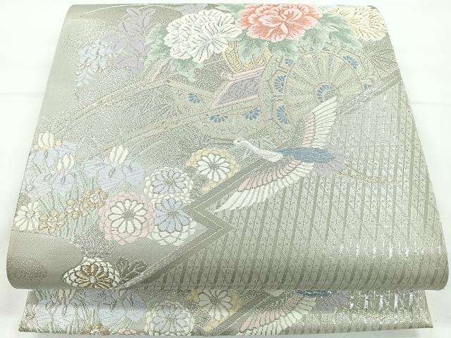 平和屋着物◎六通柄袋帯　唐織　吉祥御車　プラチナ箔　正絹　逸品　CAAY5249nb