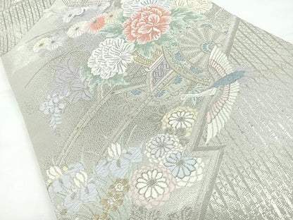 平和屋着物◎六通柄袋帯　唐織　吉祥御車　プラチナ箔　正絹　逸品　CAAY5249nb