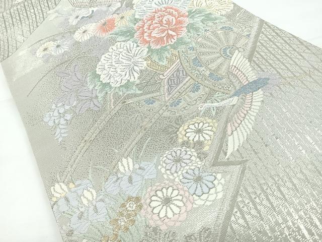 平和屋着物◎六通柄袋帯　唐織　吉祥御車　プラチナ箔　正絹　逸品　CAAY5249nb