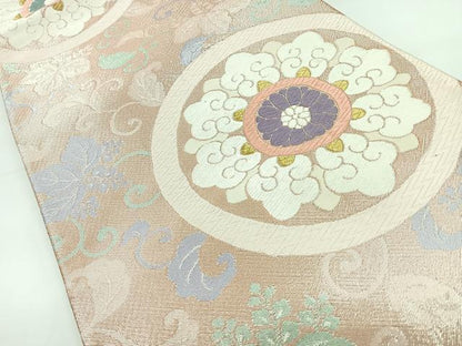 平和屋着物◎六通柄袋帯　唐織　花丸文　金銀糸　正絹　逸品　CAAY5251nb