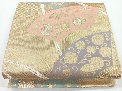 平和屋着物◎六通柄袋帯　地紙宝尽くし　金糸　正絹　逸品　CAAY5268nb