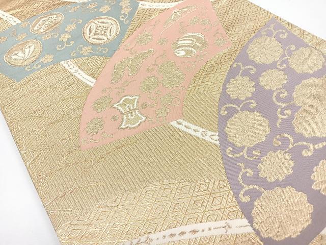 平和屋着物◎六通柄袋帯　地紙宝尽くし　金糸　正絹　逸品　CAAY5268nb