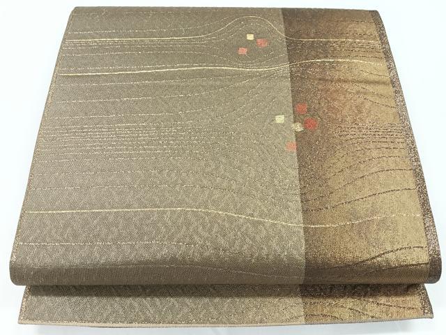 平和屋着物◎六通柄袋帯　抽象文様　金糸　正絹　逸品　CAAY5272nb