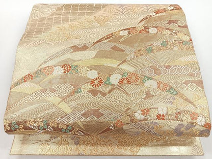 平和屋着物◎佐賀錦　六通柄袋帯　唐織　露芝小花文　金銀糸　正絹　逸品　CAAY5276nb