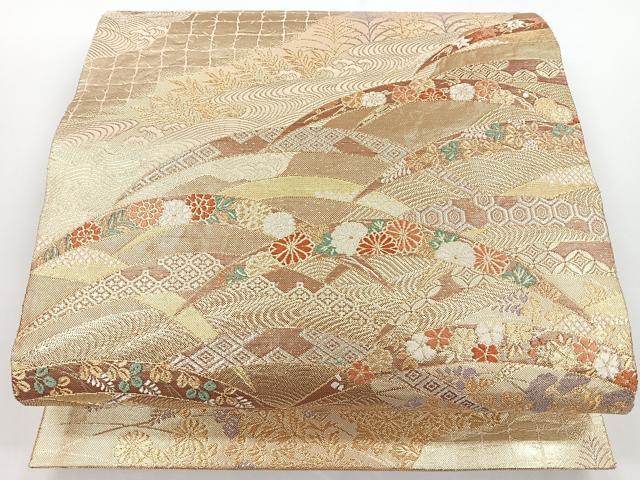 平和屋着物◎佐賀錦　六通柄袋帯　唐織　露芝小花文　金銀糸　正絹　逸品　CAAY5276nb