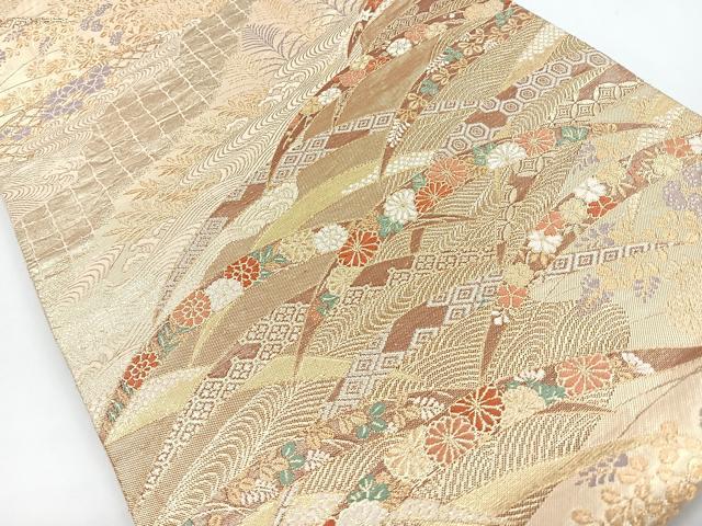 平和屋着物◎佐賀錦　六通柄袋帯　唐織　露芝小花文　金銀糸　正絹　逸品　CAAY5276nb