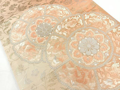 平和屋着物◎六通柄袋帯　唐織　花絵皿文　金銀糸　正絹　逸品　CAAY5311nb