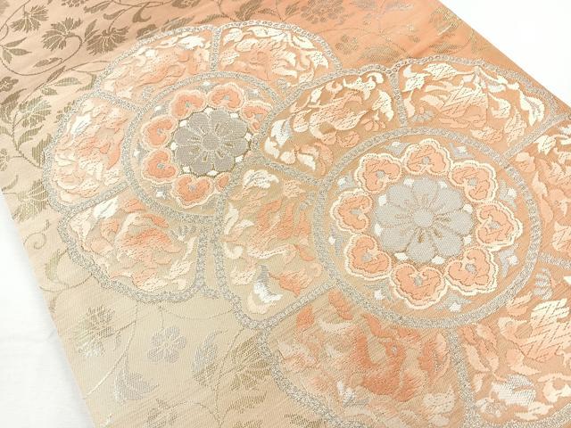 平和屋着物◎六通柄袋帯　唐織　花絵皿文　金銀糸　正絹　逸品　CAAY5311nb