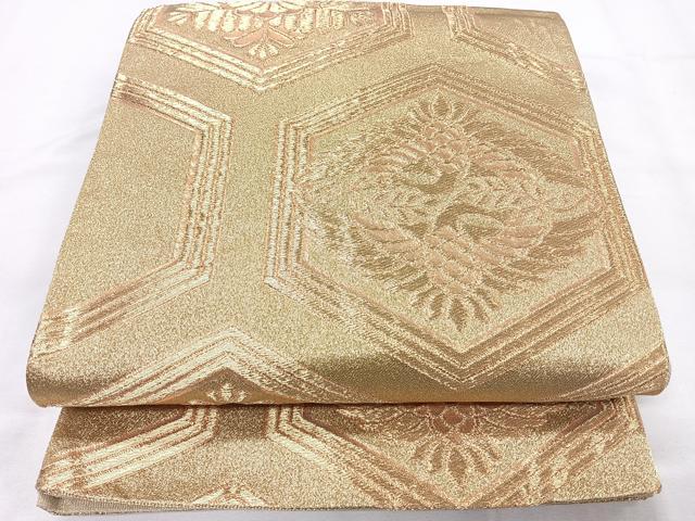 平和屋着物◎六通柄袋帯 双鶴亀甲花文 金糸 正絹 逸品 CAAY5347nb