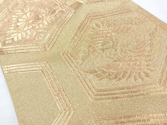 平和屋着物◎六通柄袋帯 双鶴亀甲花文 金糸 正絹 逸品 CAAY5347nb