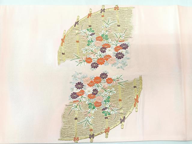 平和屋着物◎太鼓柄袋帯　唐織　籬花文　金銀糸　正絹　逸品　CAAY5348nb