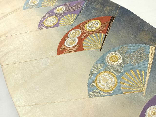 平和屋着物◎六通柄袋帯　唐織　扇面吉祥文　金銀糸　引箔　正絹　逸品　CAAY5349nb