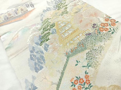 平和屋着物◎六通柄袋帯 唐織 風景文 金銀糸 正絹 逸品 CAAY5353nb