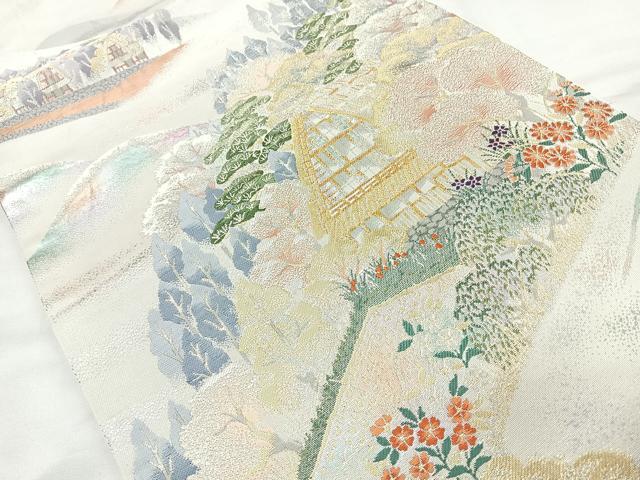 平和屋着物◎六通柄袋帯 唐織 風景文 金銀糸 正絹 逸品 CAAY5353nb