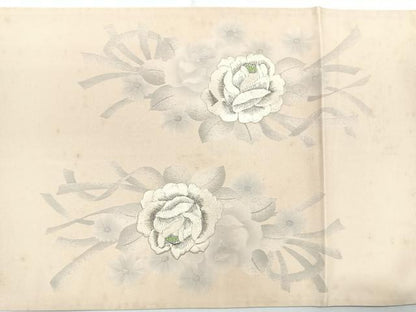平和屋着物◎太鼓柄袋帯 刺繍 草花文 銀糸 正絹 逸品 CAAY5367nb
