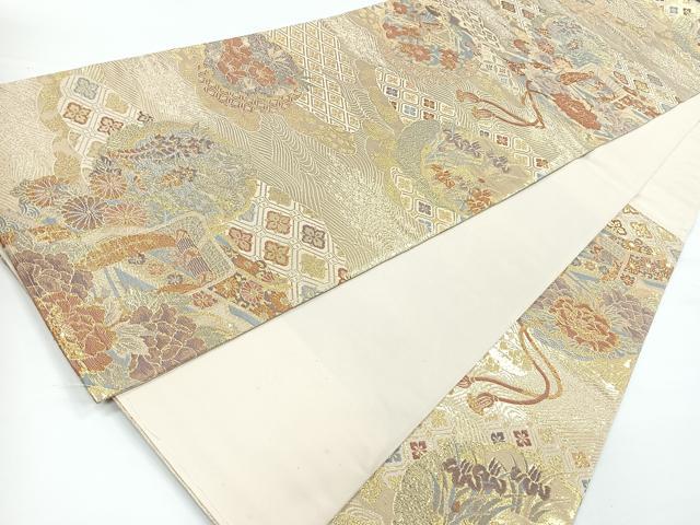 平和屋着物◎六通柄袋帯　建部錦　雪輪吉祥花文　金糸　正絹　逸品　CAAY5398nb