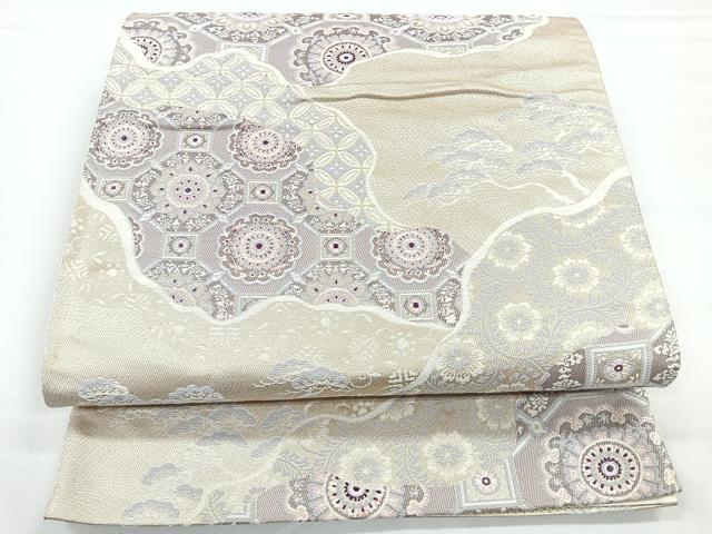 平和屋着物◎六通柄袋帯　蜀江道長文　金糸　正絹　逸品　CAAY5458nb