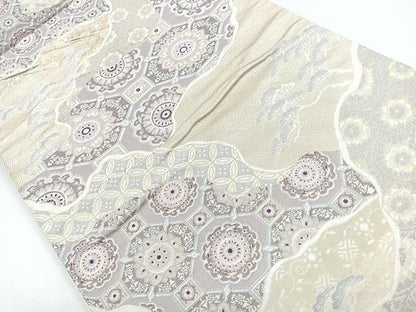 平和屋着物◎六通柄袋帯　蜀江道長文　金糸　正絹　逸品　CAAY5458nb