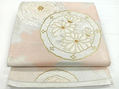 平和屋着物◎六通柄袋帯　絵皿舞花文　金銀糸　正絹　逸品　CAAY5470nb