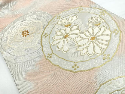 平和屋着物◎六通柄袋帯　絵皿舞花文　金銀糸　正絹　逸品　CAAY5470nb