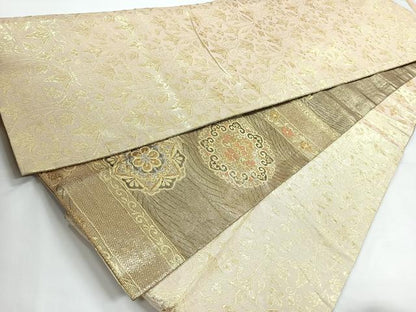 平和屋着物◎佐賀錦　両面　六通柄袋帯　正倉院花文　金銀糸　正絹　逸品　CAAY5472nb