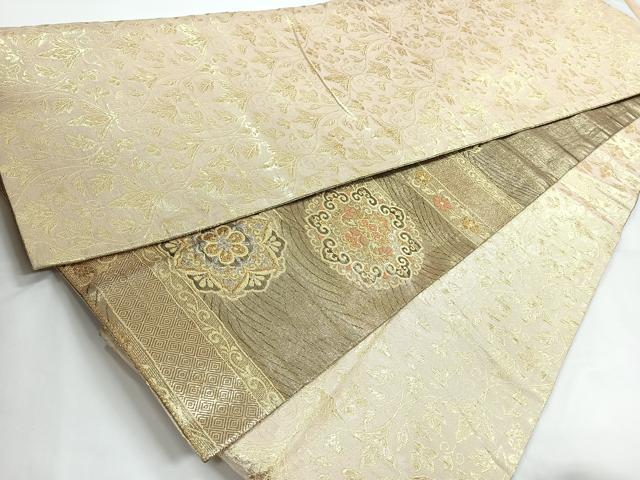 平和屋着物◎佐賀錦　両面　六通柄袋帯　正倉院花文　金銀糸　正絹　逸品　CAAY5472nb