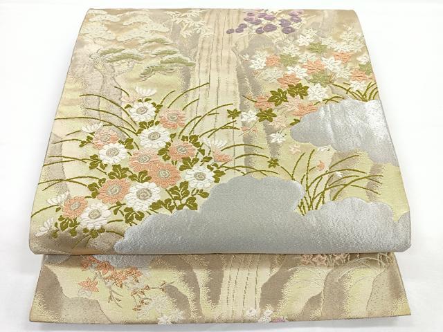 平和屋着物◎六通柄袋帯　唐織　雲取り吉祥花文　金銀糸　正絹　逸品　CAAY5474nb