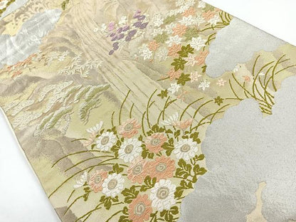 平和屋着物◎六通柄袋帯　唐織　雲取り吉祥花文　金銀糸　正絹　逸品　CAAY5474nb
