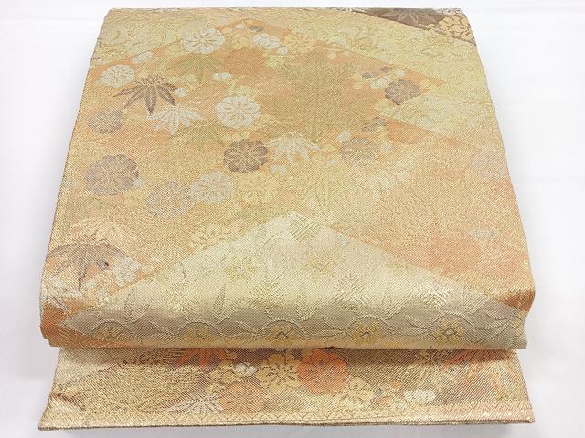 平和屋着物◎七彩佐賀錦　六通柄袋帯　松皮菱吉祥花文　松竹梅　金銀糸　正絹　逸品　CAAY5489nb