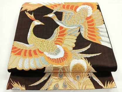 平和屋着物◎六通柄袋帯　鳳凰花文　金銀糸　正絹　逸品　CAAY5490nb