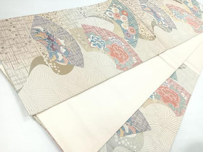 平和屋着物◎六通柄袋帯　唐織　地紙吉祥花文　金銀糸　正絹　逸品　CAAY5500nb