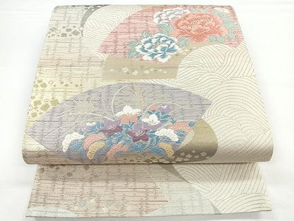 平和屋着物◎六通柄袋帯　唐織　地紙吉祥花文　金銀糸　正絹　逸品　CAAY5500nb
