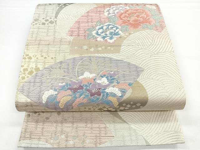 平和屋着物◎六通柄袋帯　唐織　地紙吉祥花文　金銀糸　正絹　逸品　CAAY5500nb