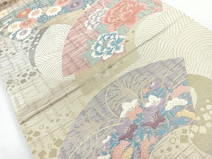 平和屋着物◎六通柄袋帯　唐織　地紙吉祥花文　金銀糸　正絹　逸品　CAAY5500nb