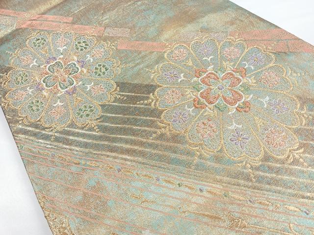 平和屋着物◎六通柄袋帯 斜線彩華文 金糸 正絹 逸品 CAAY5507nb