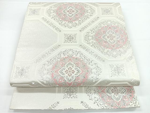 平和屋着物◎六通柄袋帯　蜀江花文　銀糸　正絹　逸品　CAAY5511nb